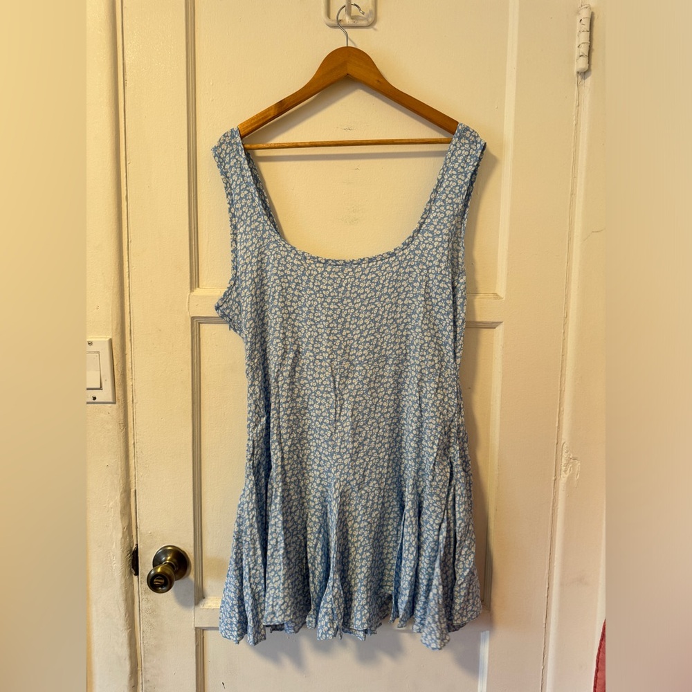 DÔEN: Blue floral crepe sundress — Brand new
